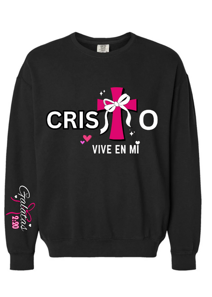CRISTO VIVE EN MI WOMENS CREWNECK SWEATSHIRT