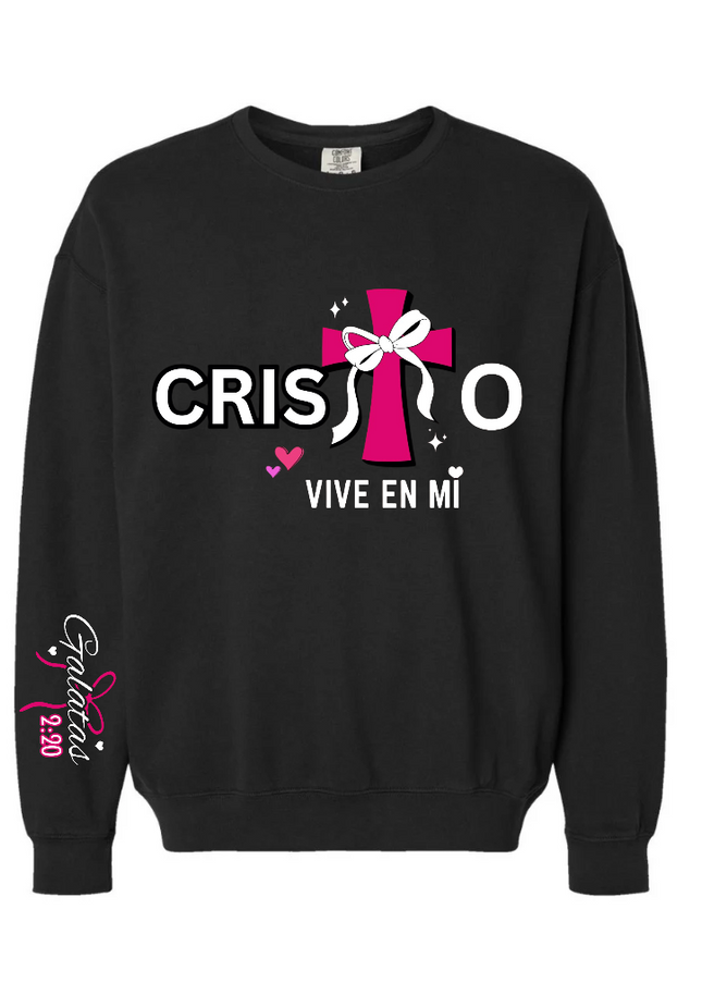 CRISTO VIVE EN MI WOMENS CREWNECK SWEATSHIRT