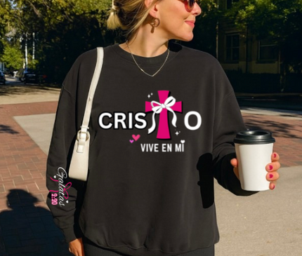 CRISTO VIVE EN MI WOMENS CREWNECK SWEATSHIRT
