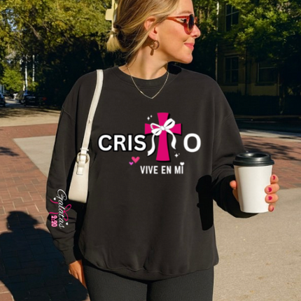 CRISTO VIVE EN MI WOMENS CREWNECK SWEATSHIRT