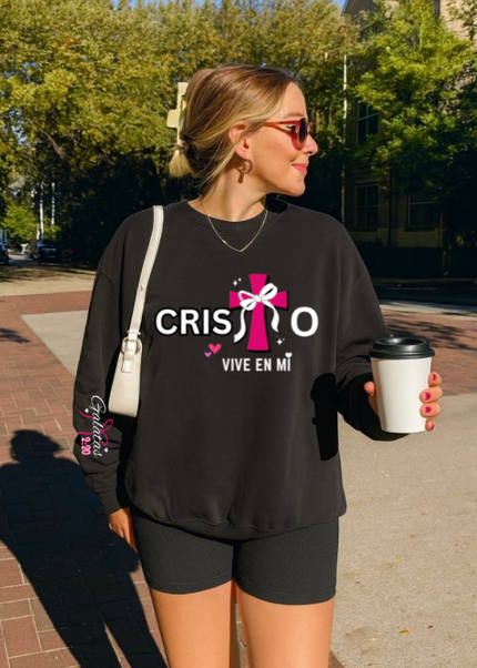 CRISTO VIVE EN MI WOMENS CREWNECK SWEATSHIRT