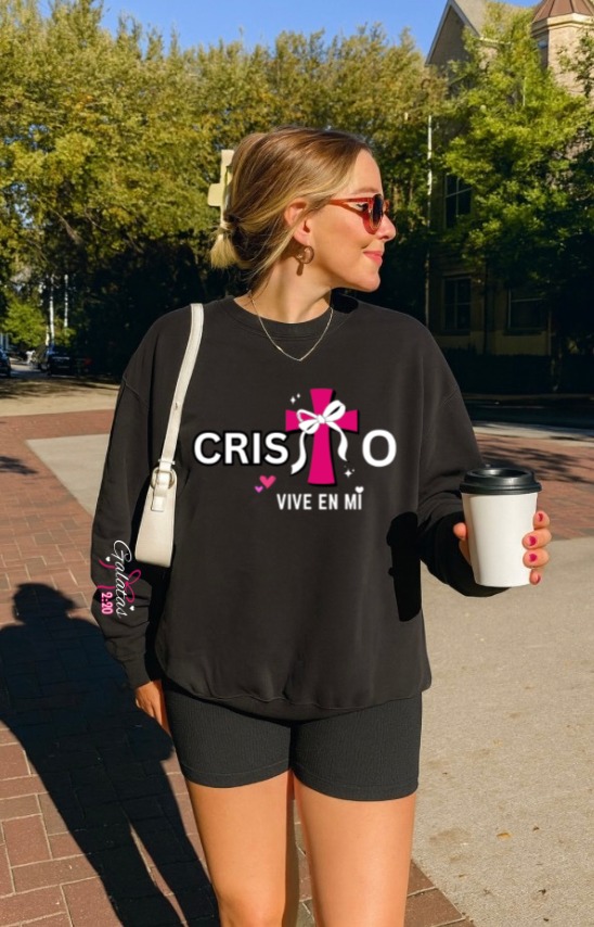 CRISTO VIVE EN MI WOMENS CREWNECK SWEATSHIRT