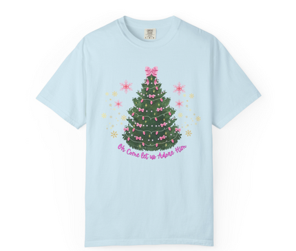 LET US ADORE HIM WOMENS CHRISTMAS TEE