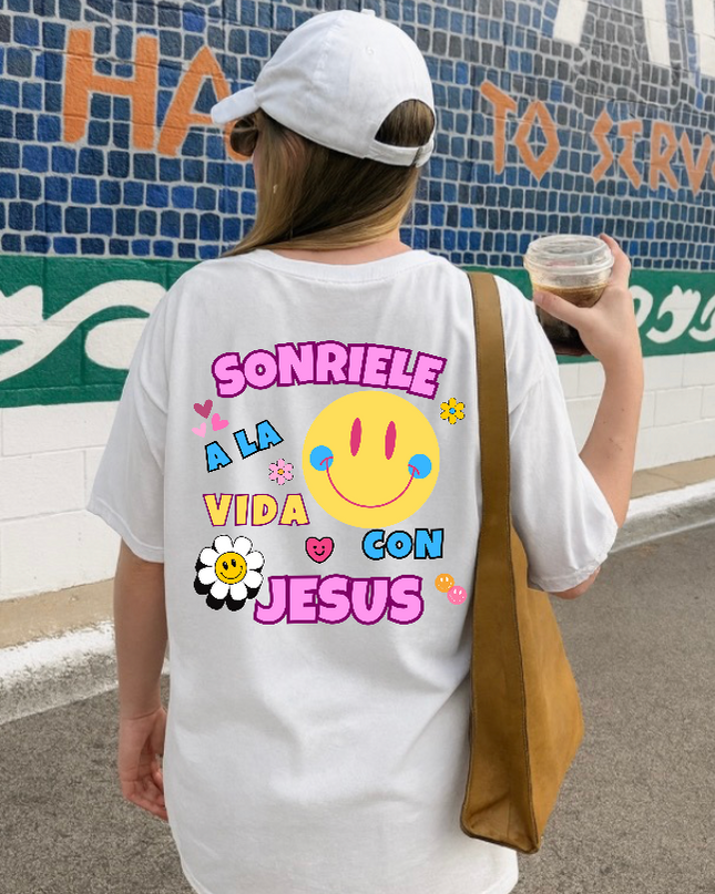 SONRIELE A LA VIDA CON JESUS WOMENS TEE